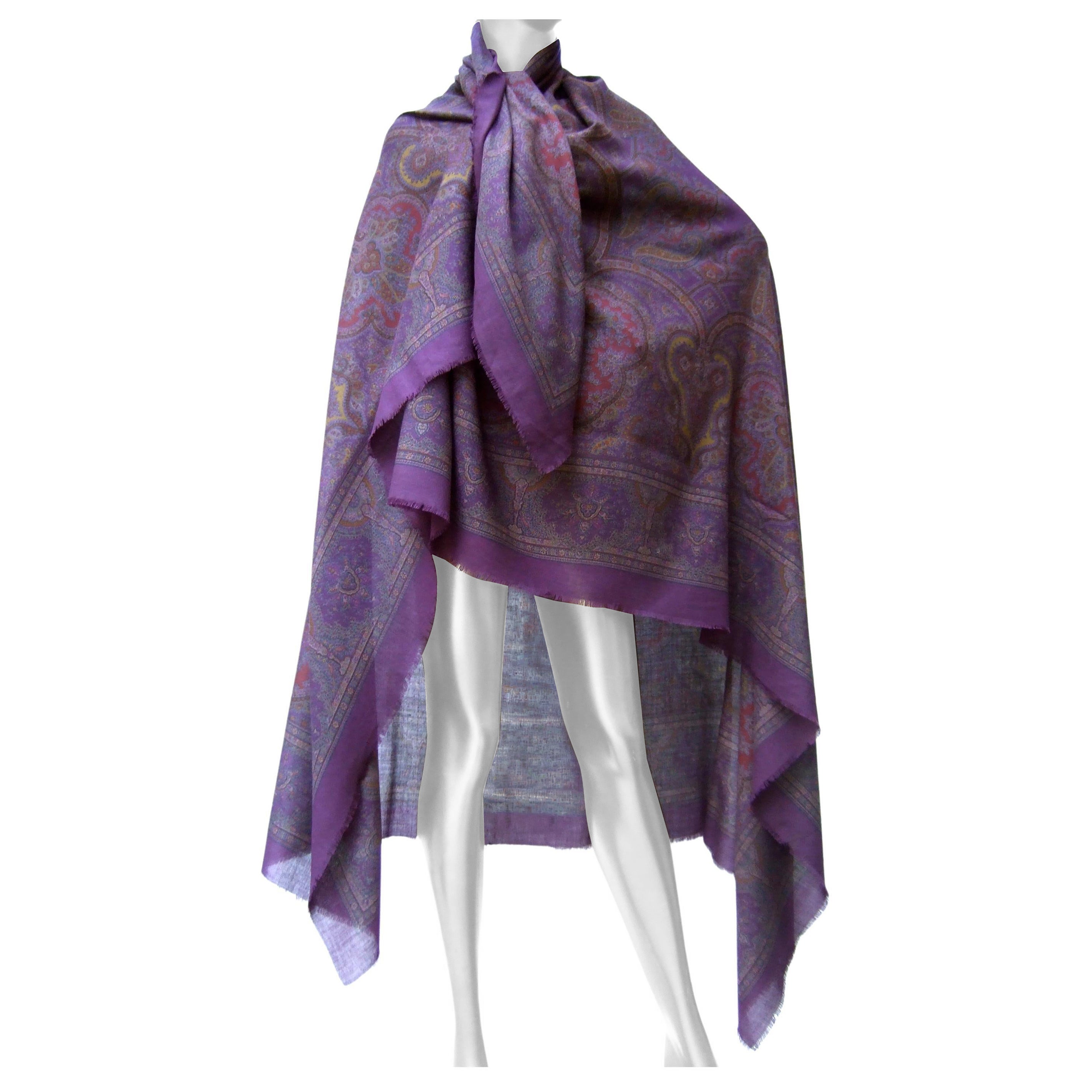 Yves Saint Laurent – Großer, durchscheinender Wollschal mit Paisley-Muster, ca. 1970er Jahre