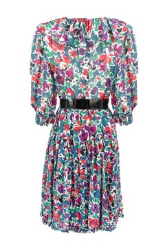 Yves Saint Laurent Late 1970s–Early 1980s Painterly Floral Cotton Skirt Set