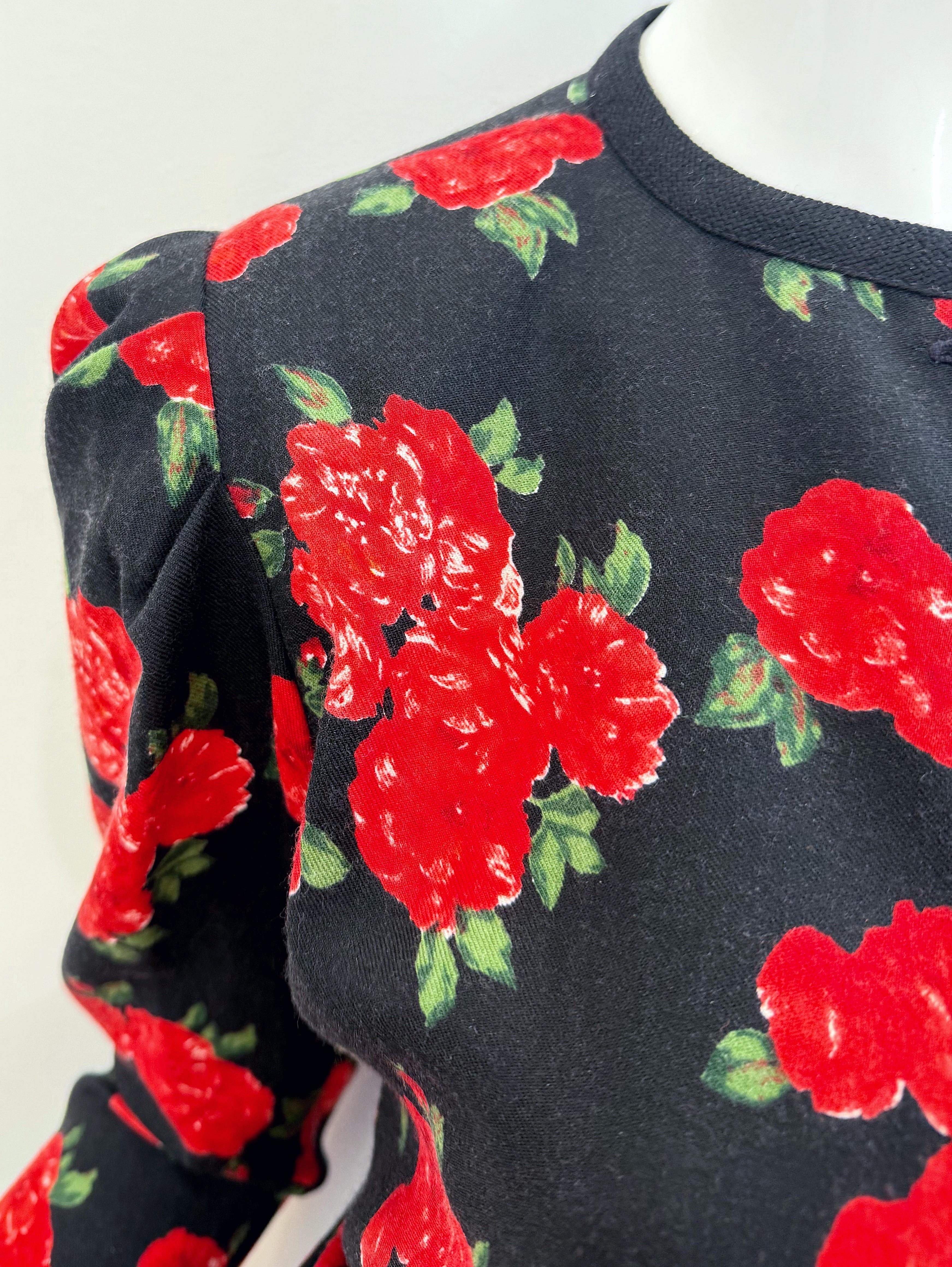 Yves Saint Laurent Fine anni '70 Stampa rosa in lana Challis Vintage 70s Midi Dress YSL in vendita 2