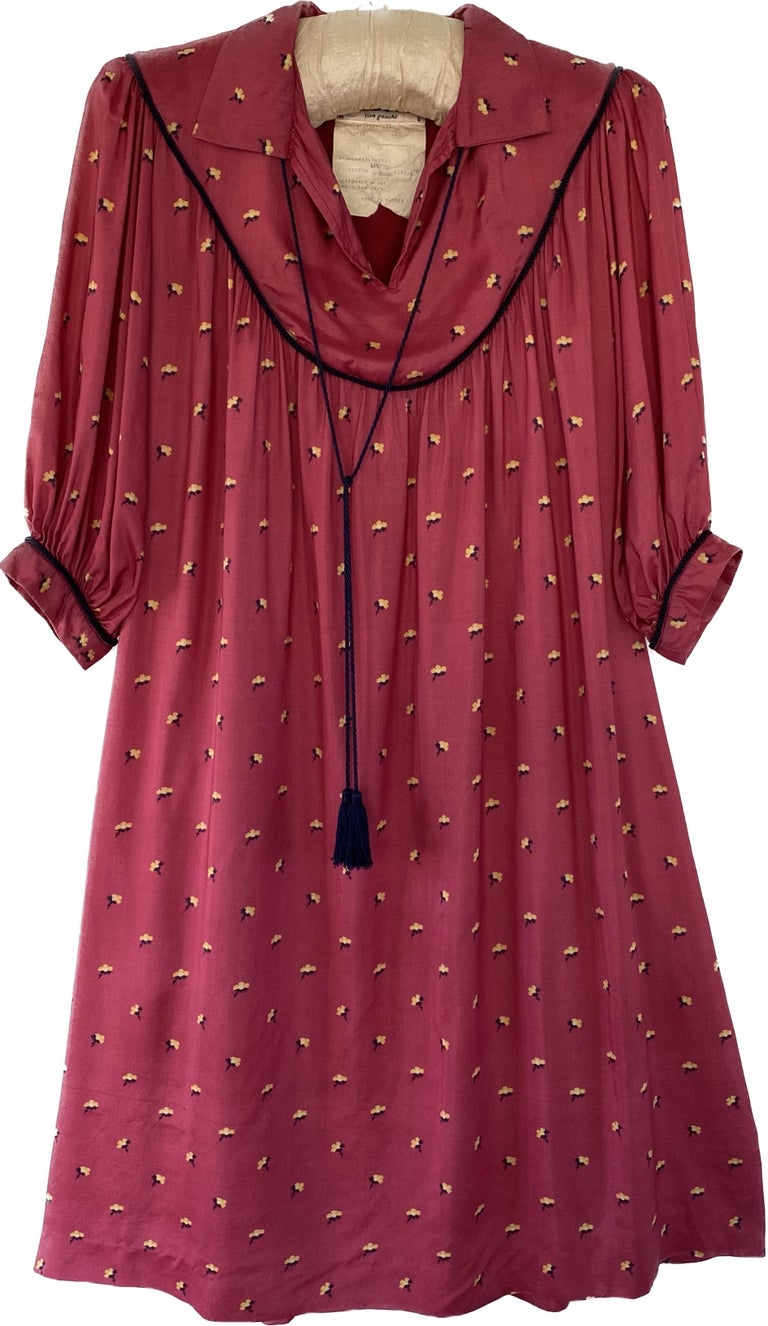1970s Yves Saint Laurent Pink Silk Smock Top main image 1