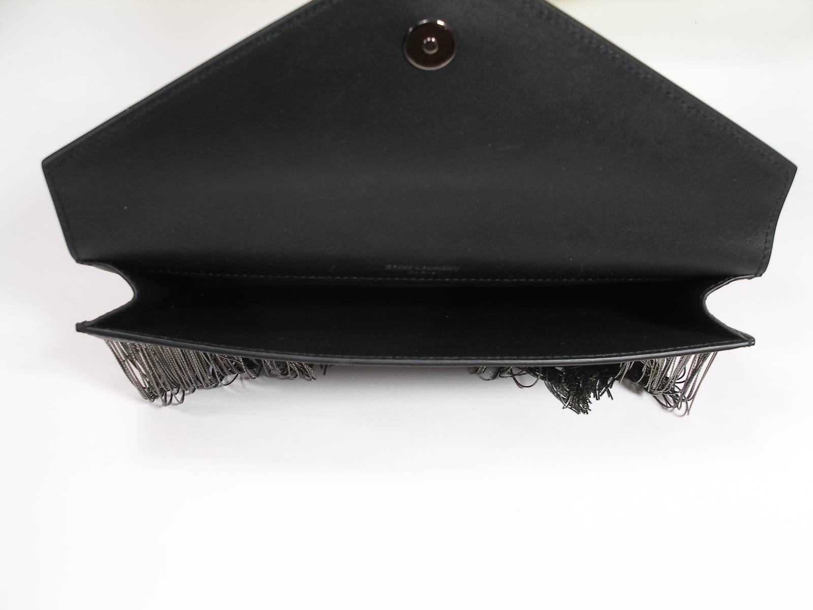 Yves Saint Laurent Le Sept Fringed Pouch in black leather / SOLD OUT in shop YSL For Sale 6