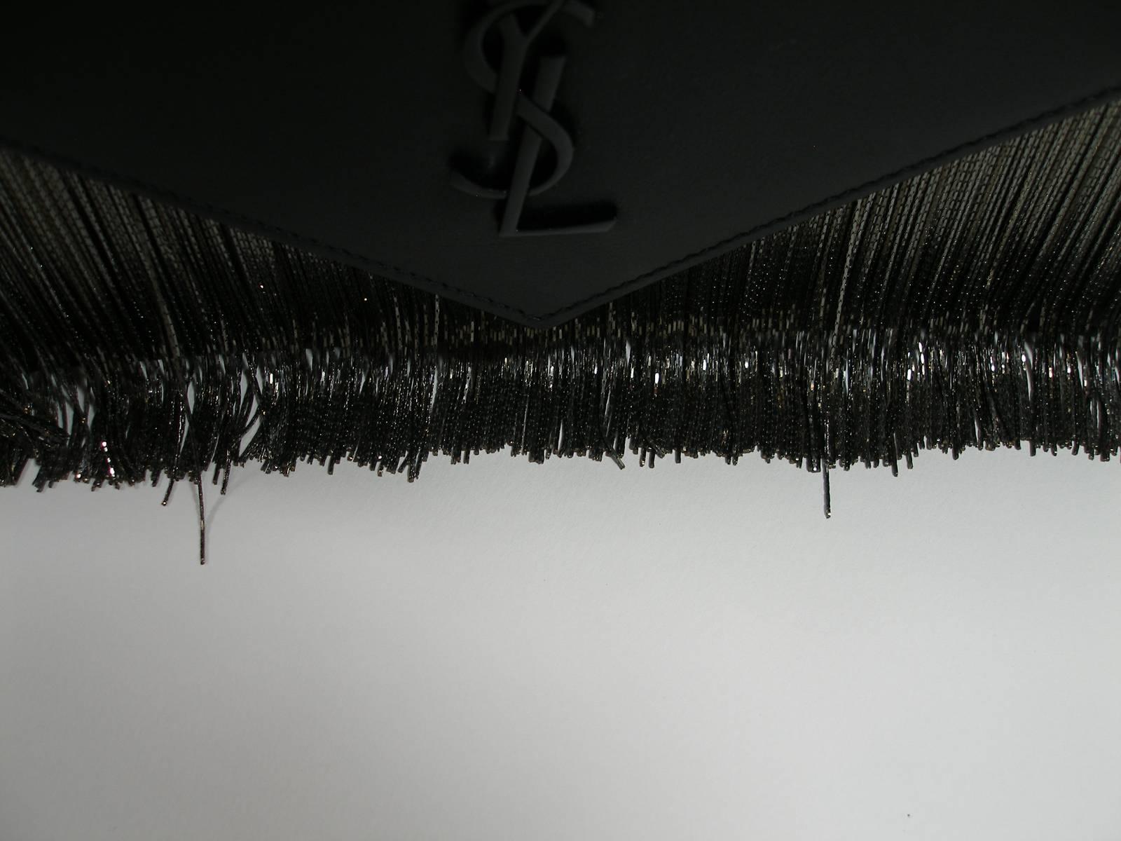 Yves Saint Laurent Le Sept Fringed Pouch in black leather / SOLD OUT in shop YSL For Sale 2