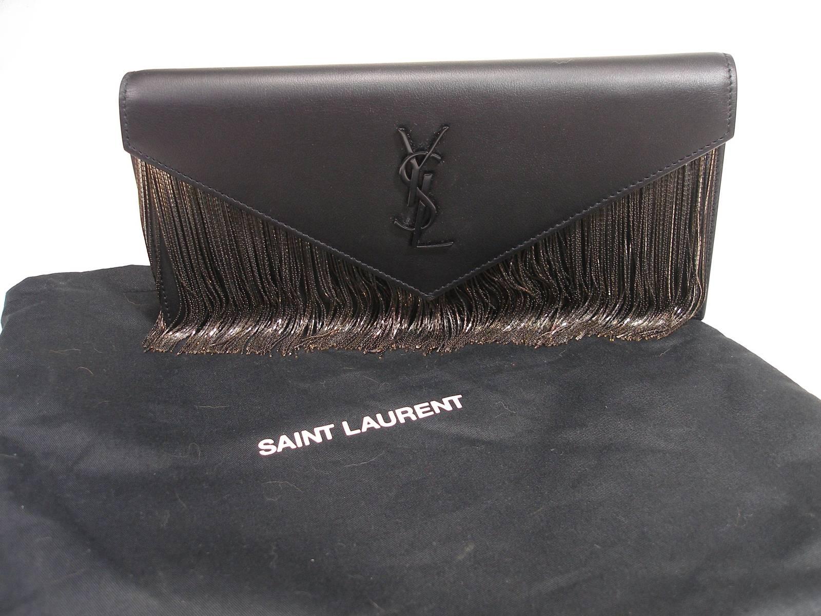 Yves Saint Laurent Le Sept Fringed Pouch in black leather / SOLD OUT in shop YSL For Sale 4