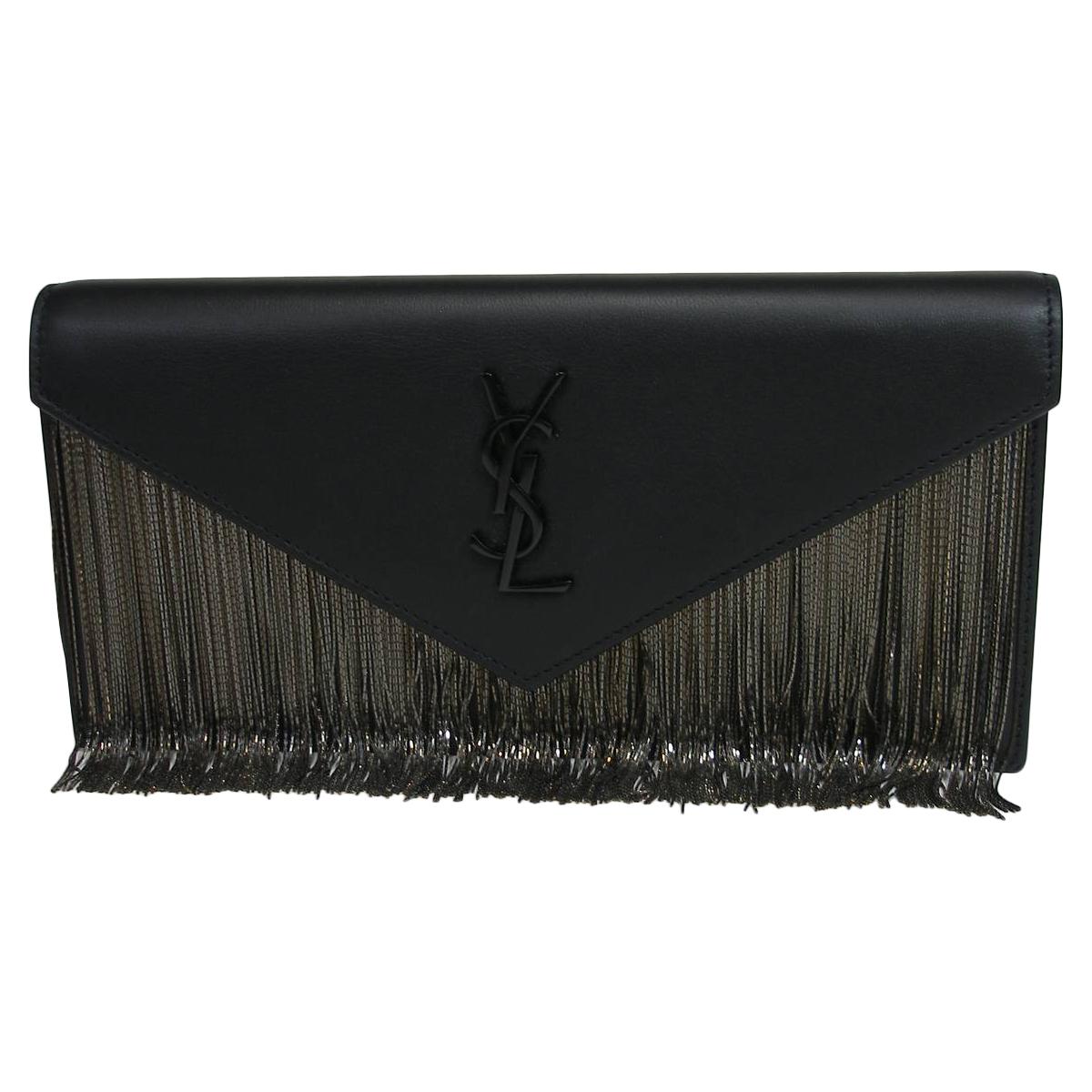 Yves Saint Laurent Le Sept Fringed Pouch in black leather / SOLD OUT in shop YSL For Sale