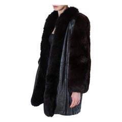 Vintage Yves Saint Laurent Leather and Fox Fur Coat 1980s