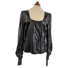 Yves Saint Laurent Bikerjacke aus Leder in Schwarz