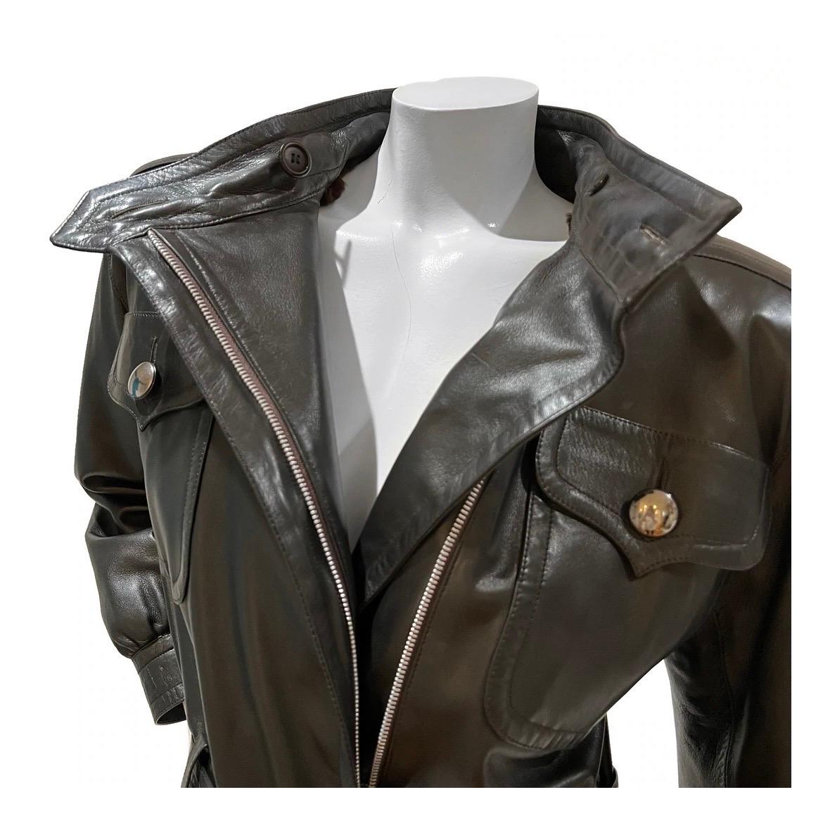 Black Yves Saint Laurent Leather Coat (Circa 1980s)