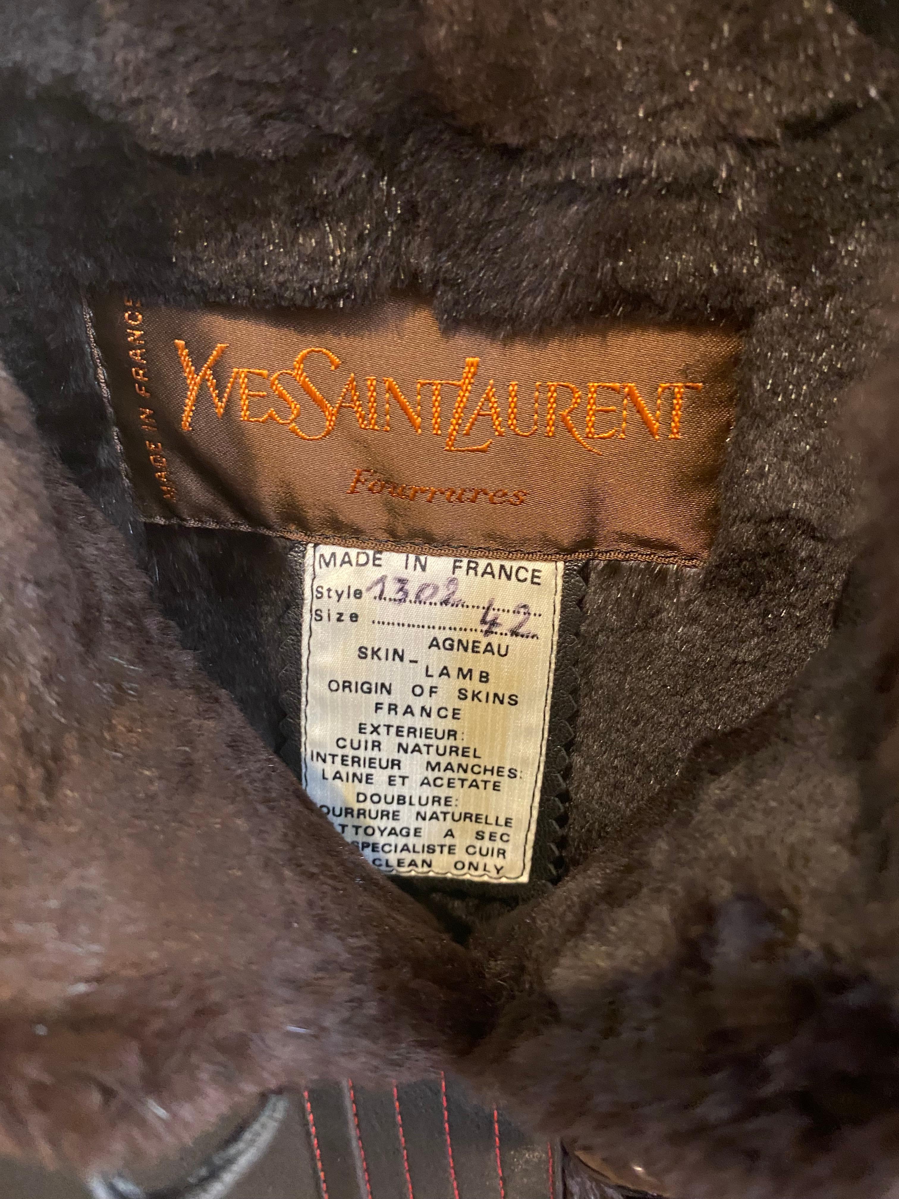Manteau en cuir Yves Saint Laurent collection russe 1976. en vente 5