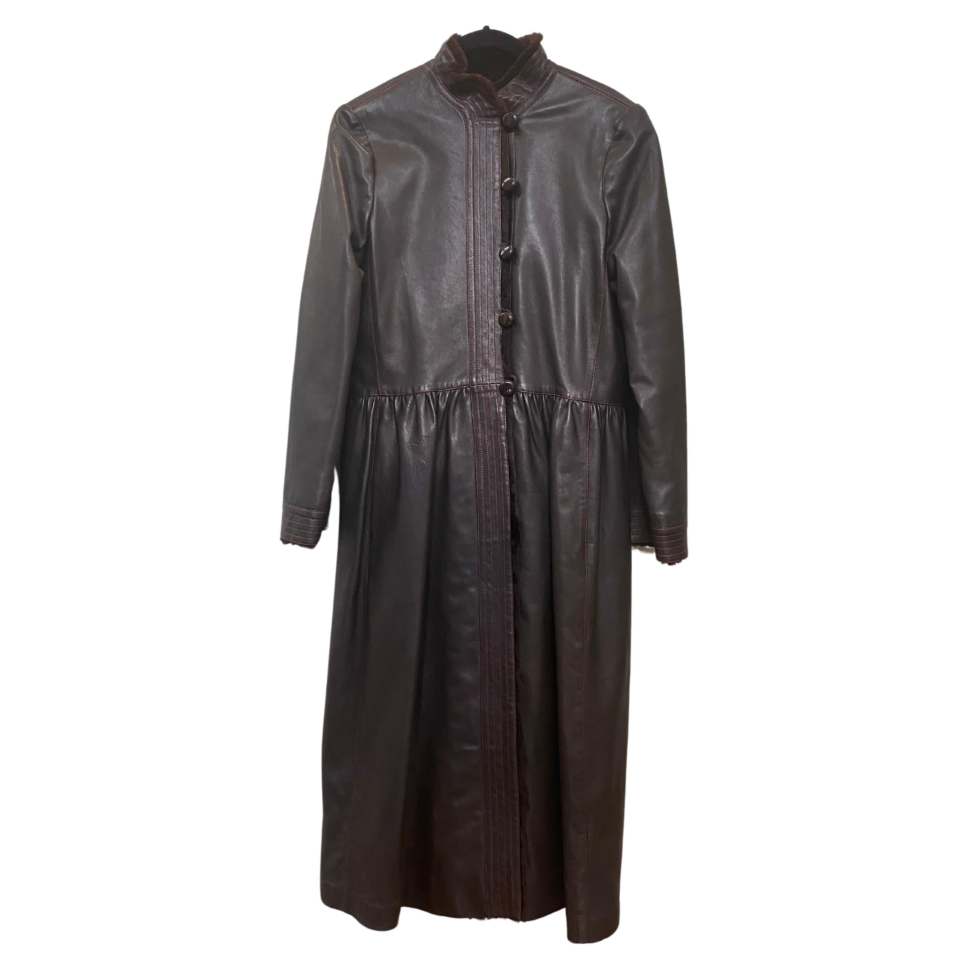Yves Saint Laurent leather coat Russian collection 1976. For Sale
