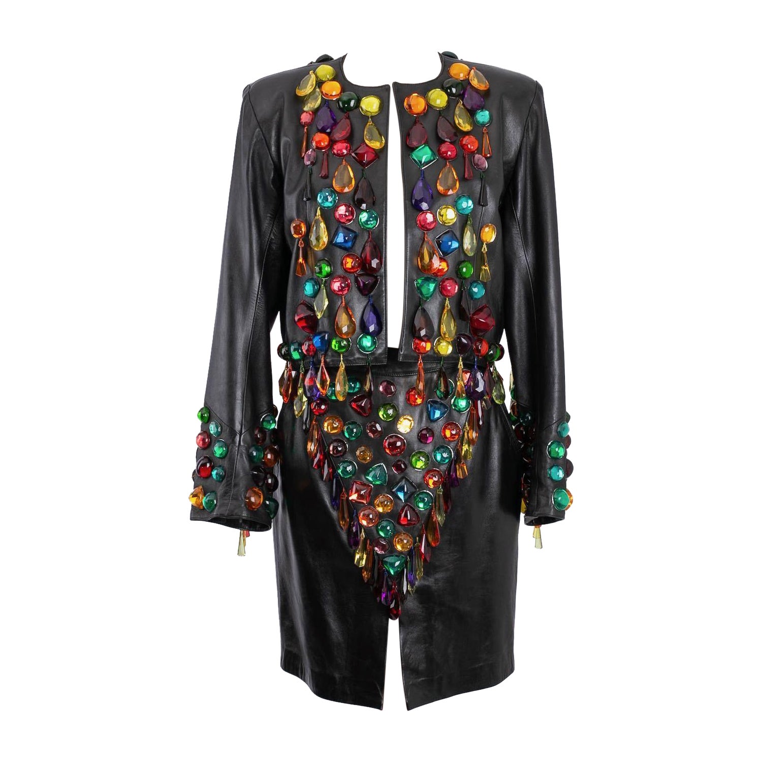 Yves Saint Laurent Leather Jacket and Skirt Set