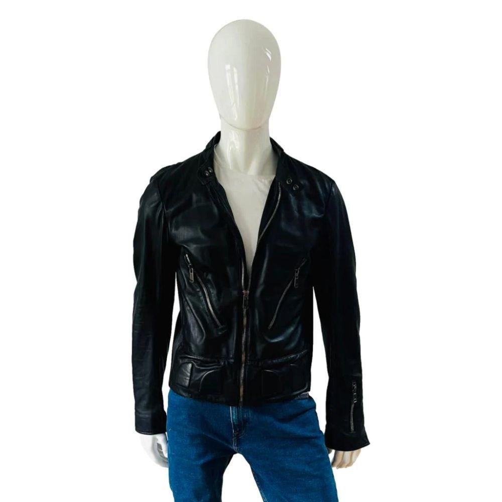 Men's Yves Saint Laurent Leather Jacket Size 56FR For Sale