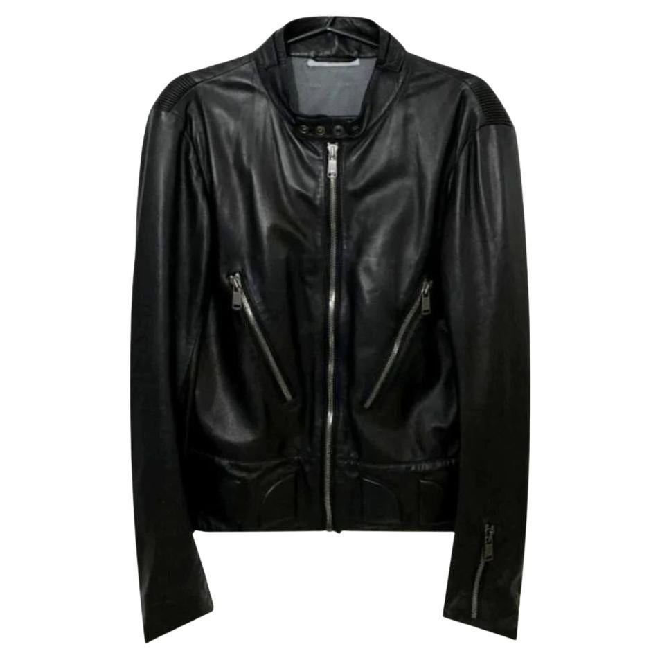 Yves Saint Laurent Leather Jacket Size 56FR For Sale