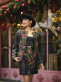 Costume en cuir avec pompons Yves Saint Laurent, 1990