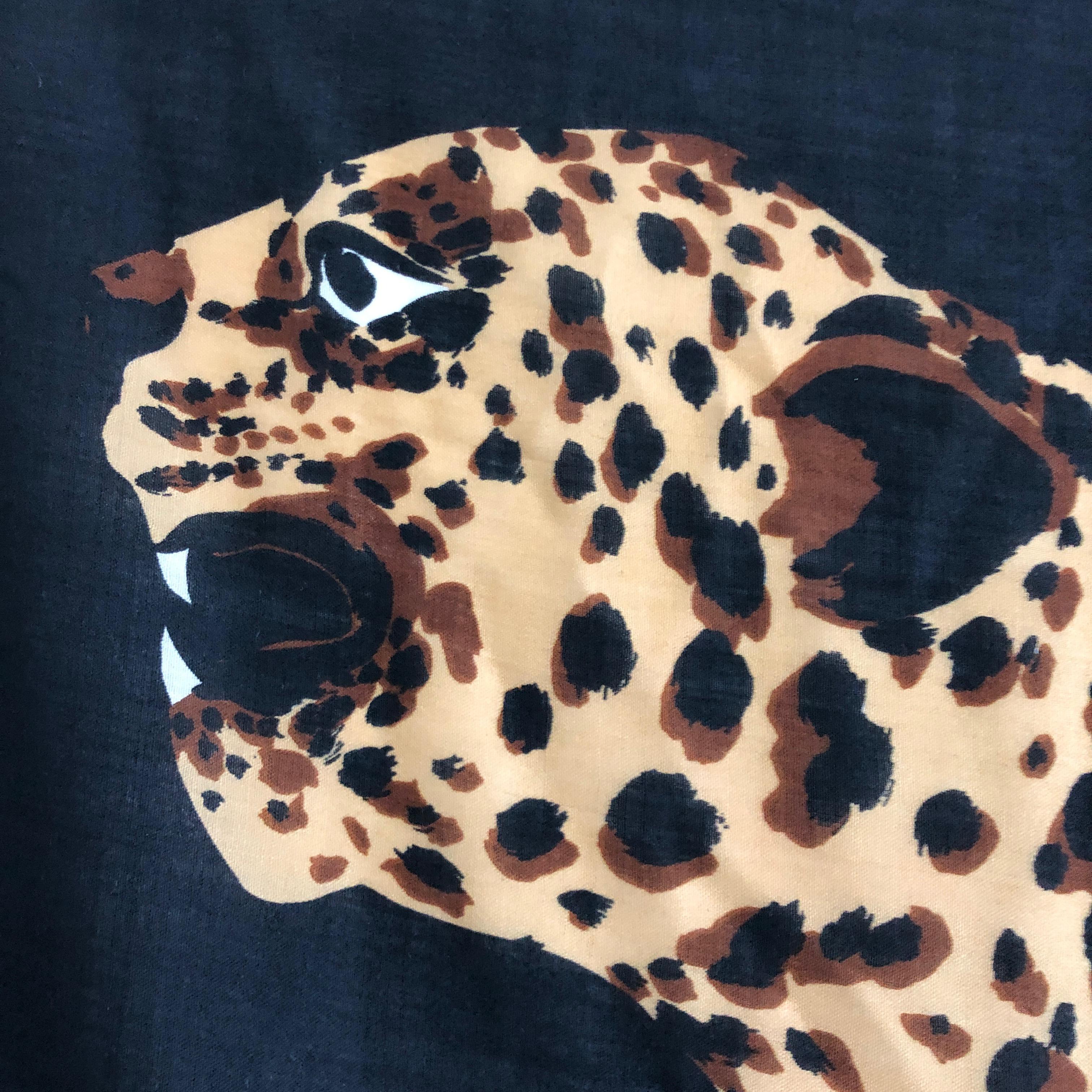 Yves Saint Laurent Leopard Motif Scarf Oversized Shawl Silk Wool Blend YSL  84in