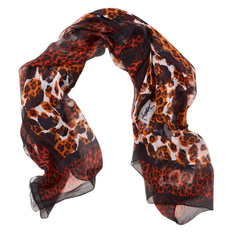 Yves Saint Laurent Leopard Print Chiffon Scarf