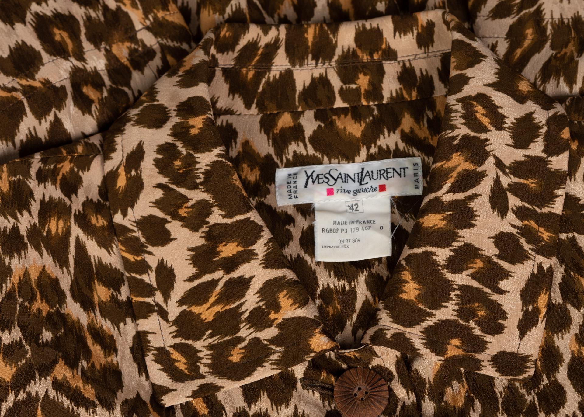 Yves Saint Laurent Leopard print Silk Damask Safari Top For Sale 3