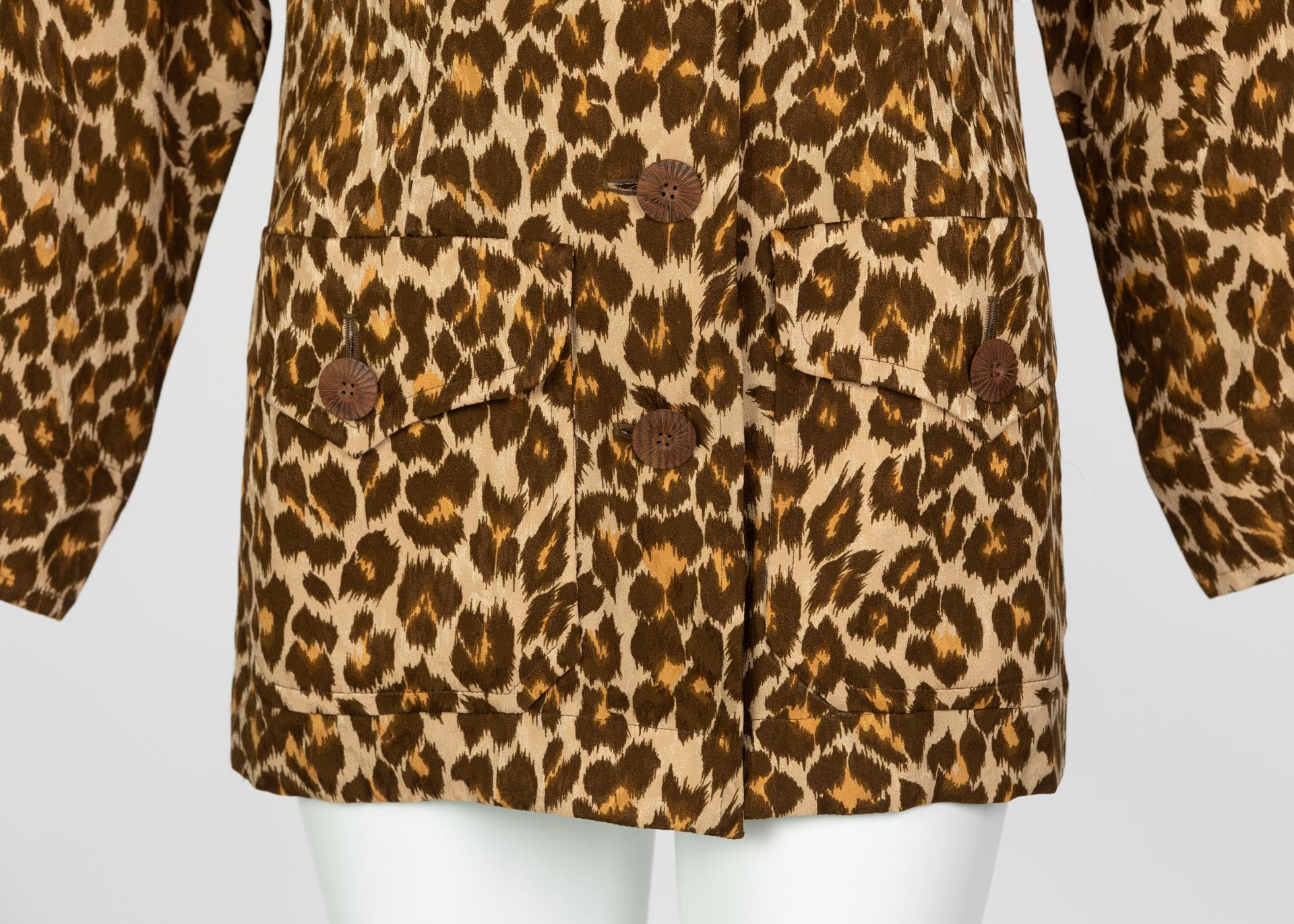 Women's Yves Saint Laurent Leopard print Silk Damask Safari Top For Sale