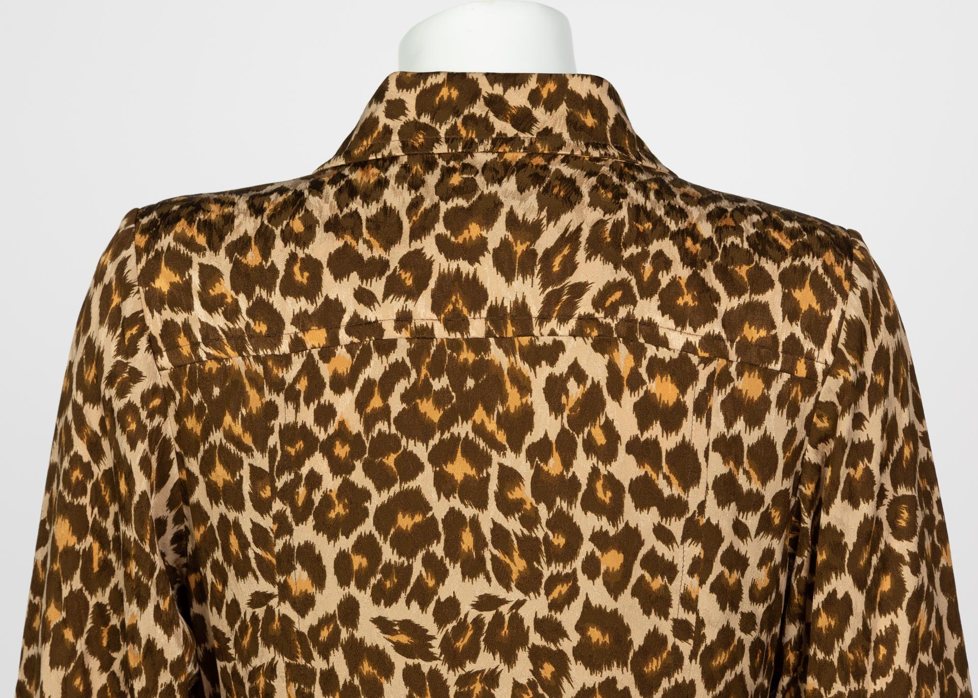Yves Saint Laurent Leopard print Silk Damask Safari Top For Sale 2