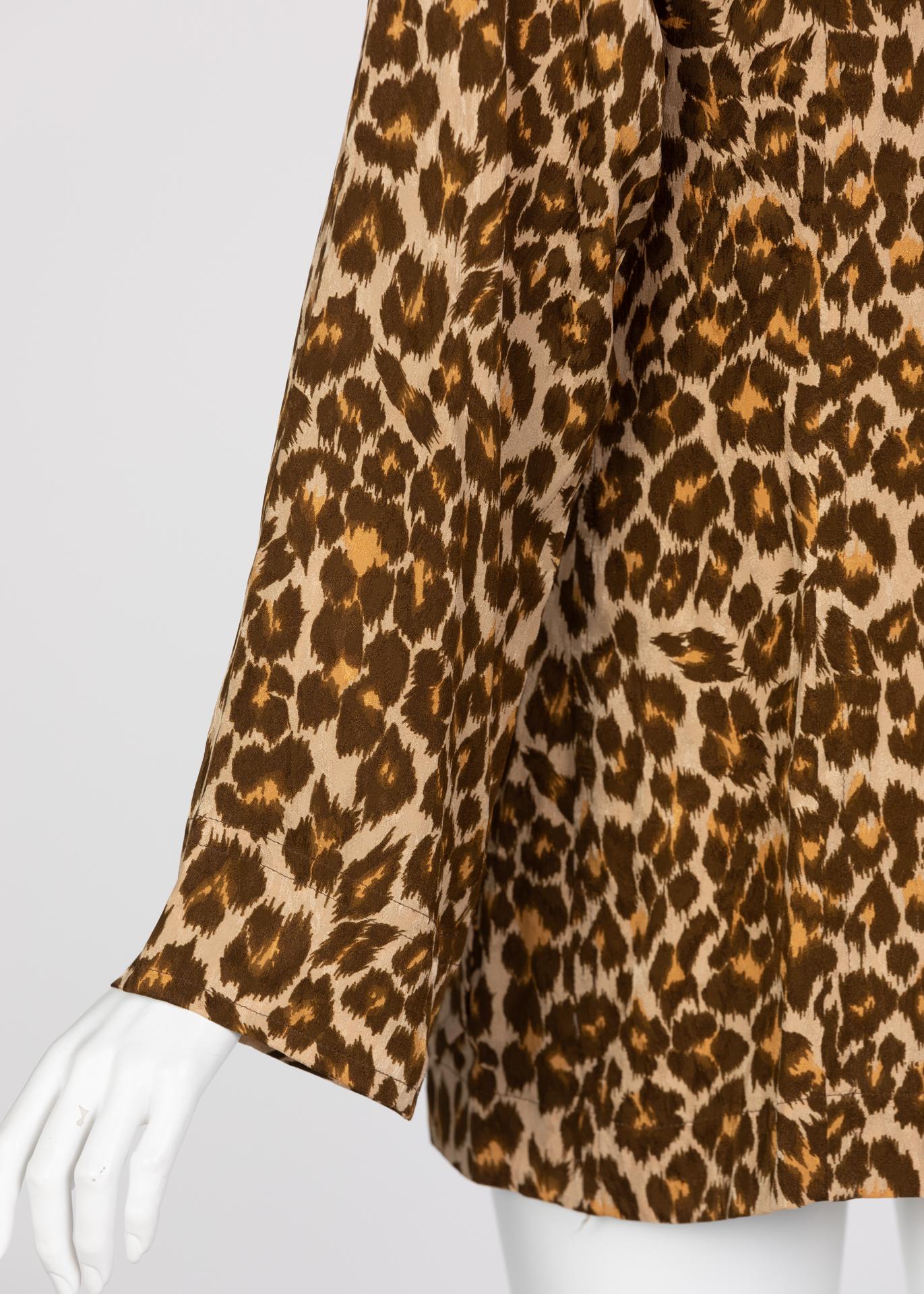 Yves Saint Laurent Leopard Silk Safari Top For Sale 3