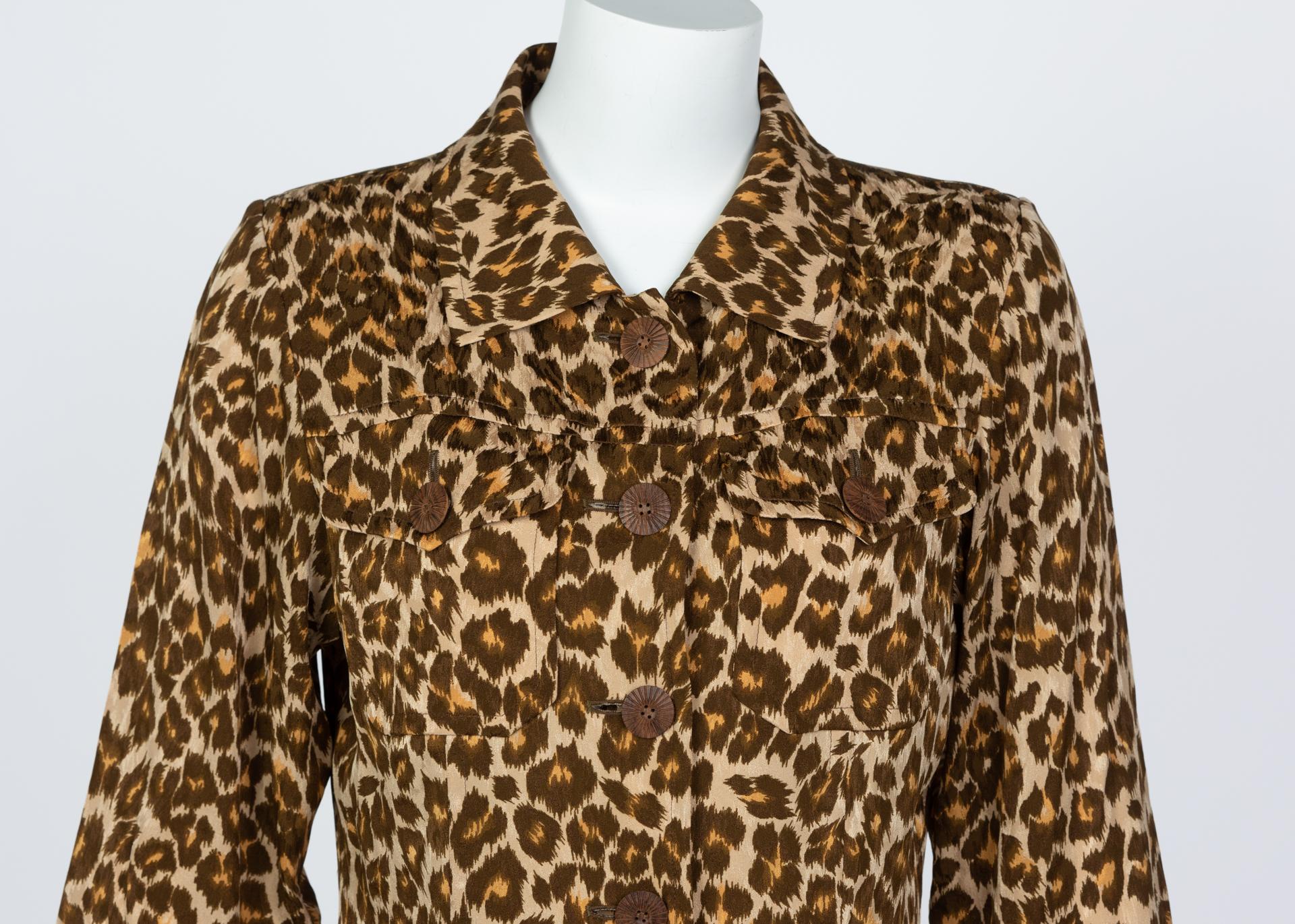 Yves Saint Laurent Top Safari in seta leopardata YSL anni '90 in vendita 6