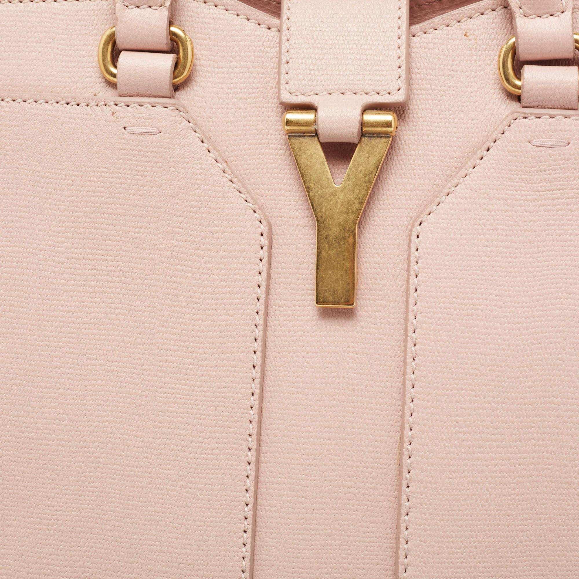 Yves Saint Laurent Light Pink Leather Small Y-Ligne Cabas Tote 5