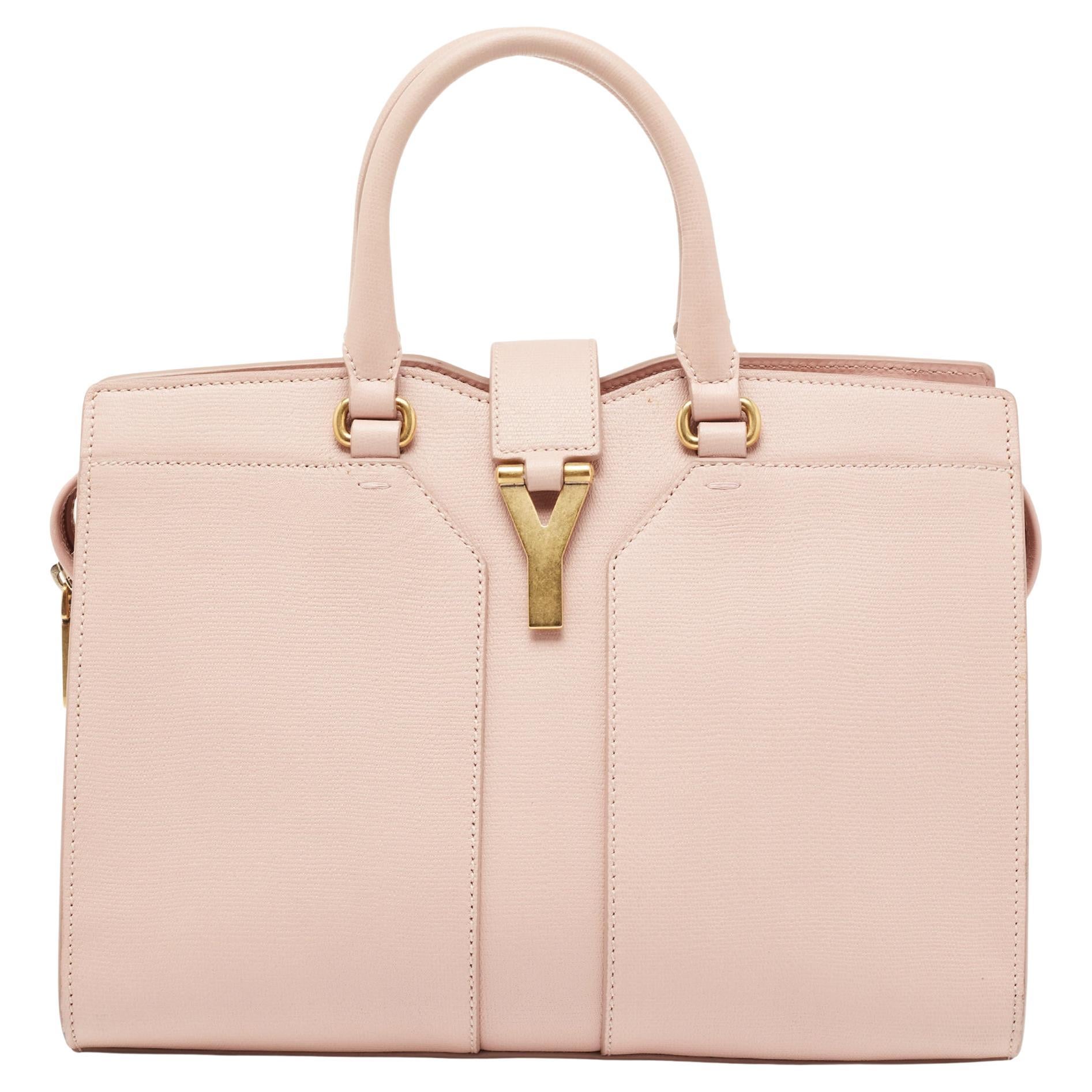 Yves Saint Laurent Light Pink Leather Small Y-Ligne Cabas Tote at 1stDibs