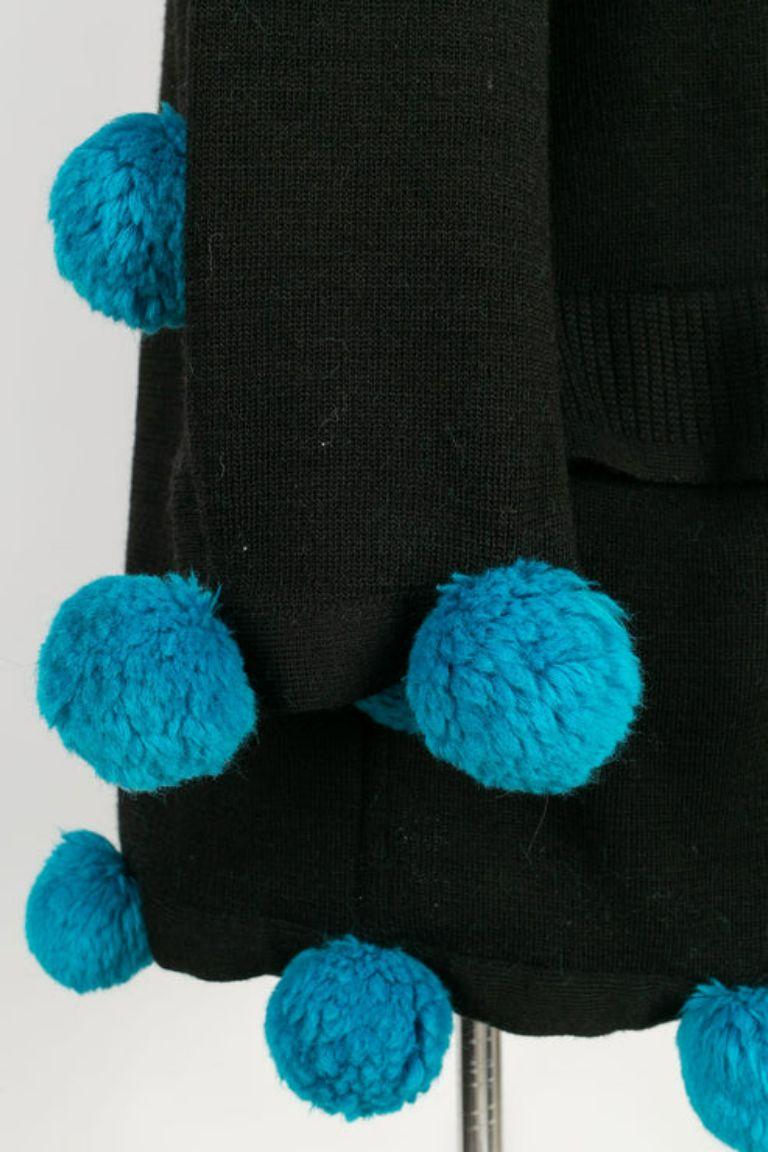 Yves Saint Laurent Long Black Wool Jacket Size 38FR, 1980s For Sale 3