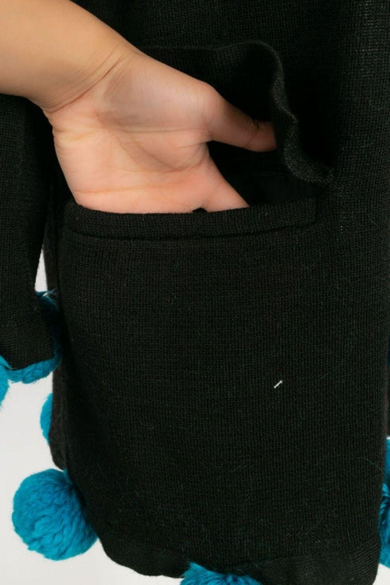 Yves Saint Laurent Long Black Wool Jacket Size 38FR, 1980s For Sale 5