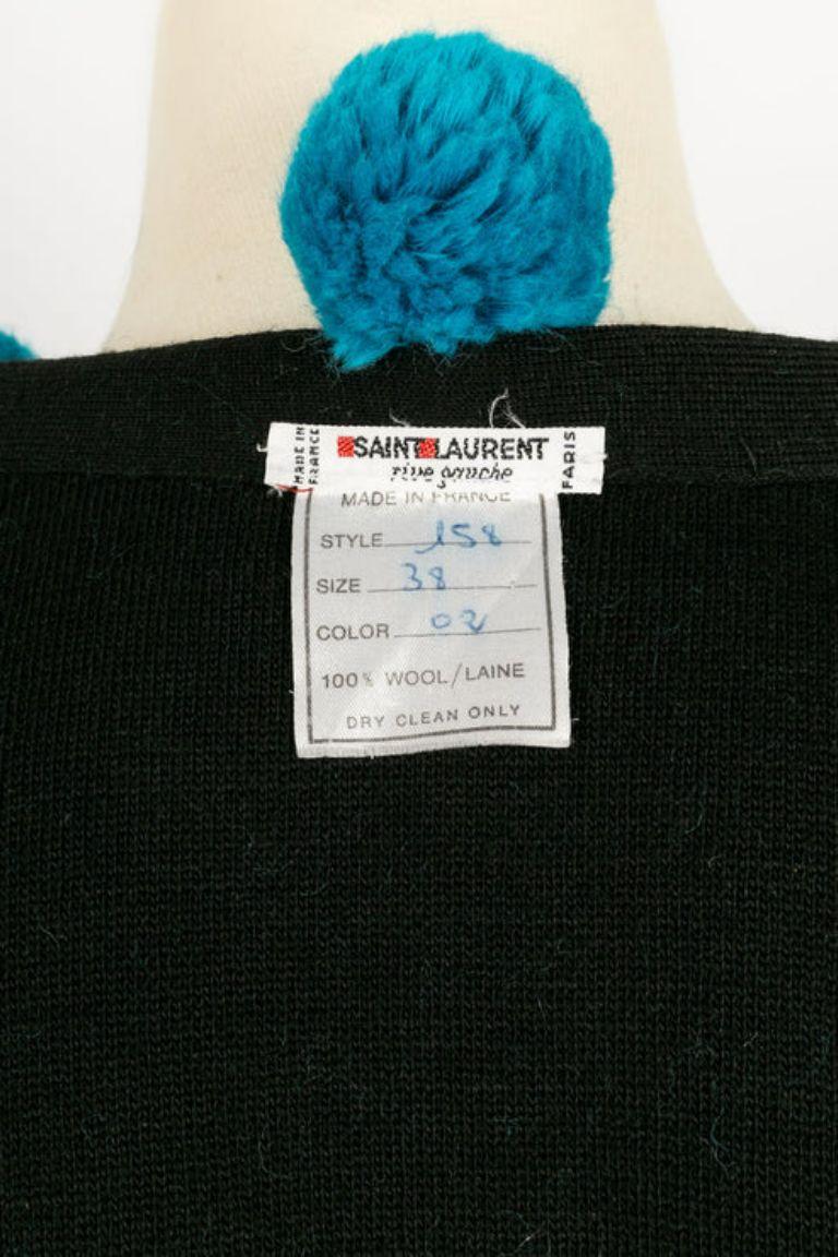 Yves Saint Laurent Long Black Wool Jacket Size 38FR, 1980s For Sale 6