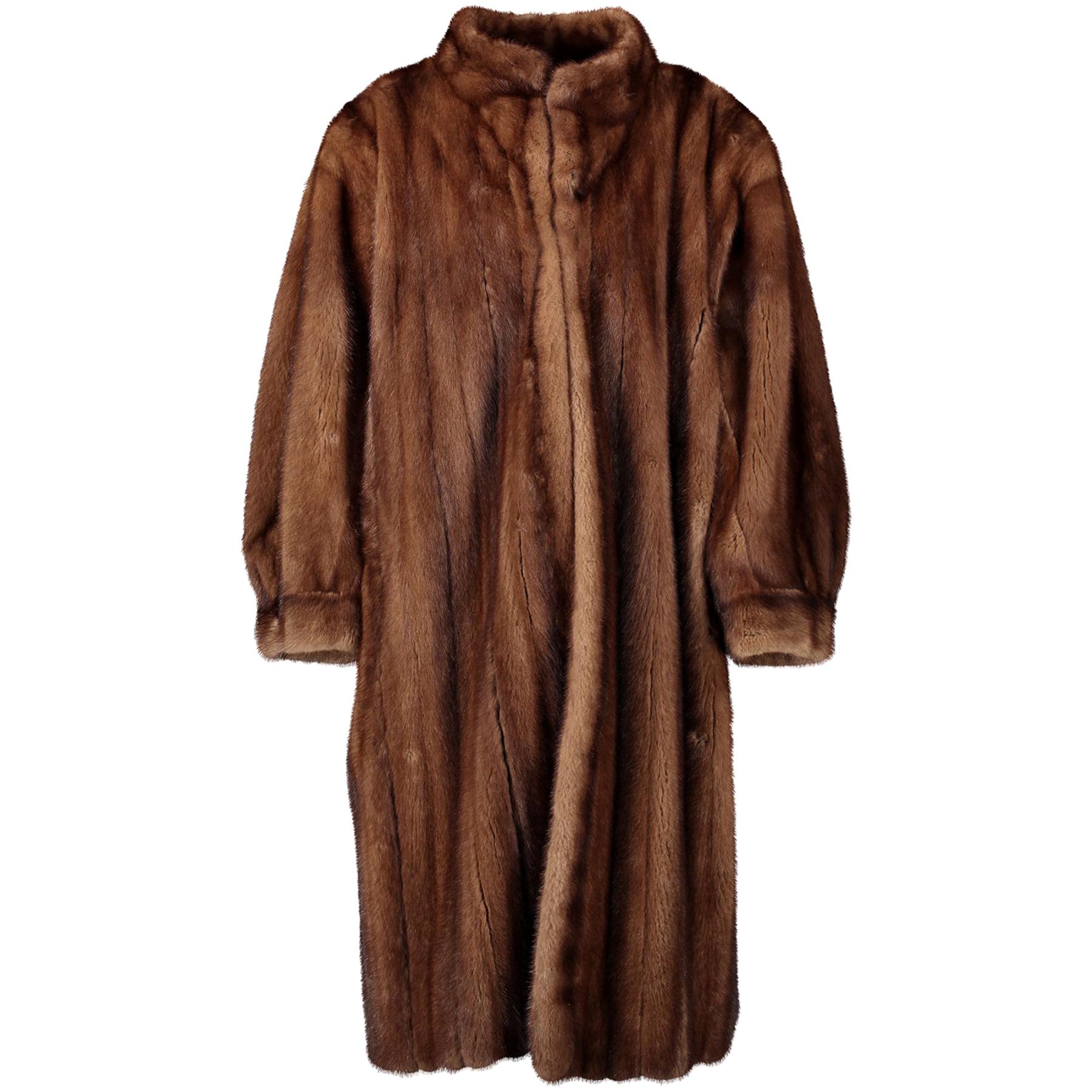 Yves Saint Laurent Long Brown Fur Coat 