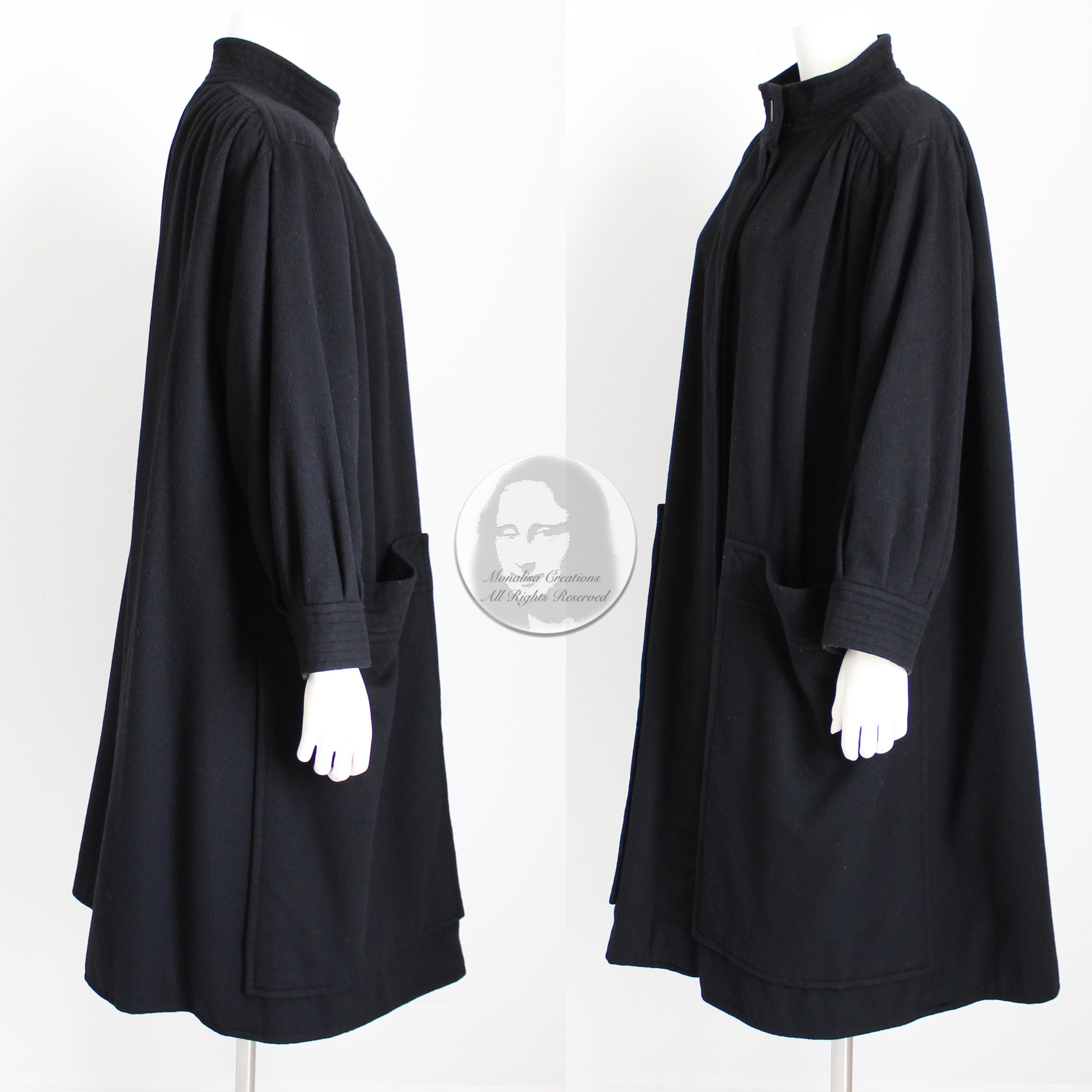 Yves Saint Laurent Long Coat Black Wool YSL Russian Collection Vintage 70s Sz38 For Sale 4