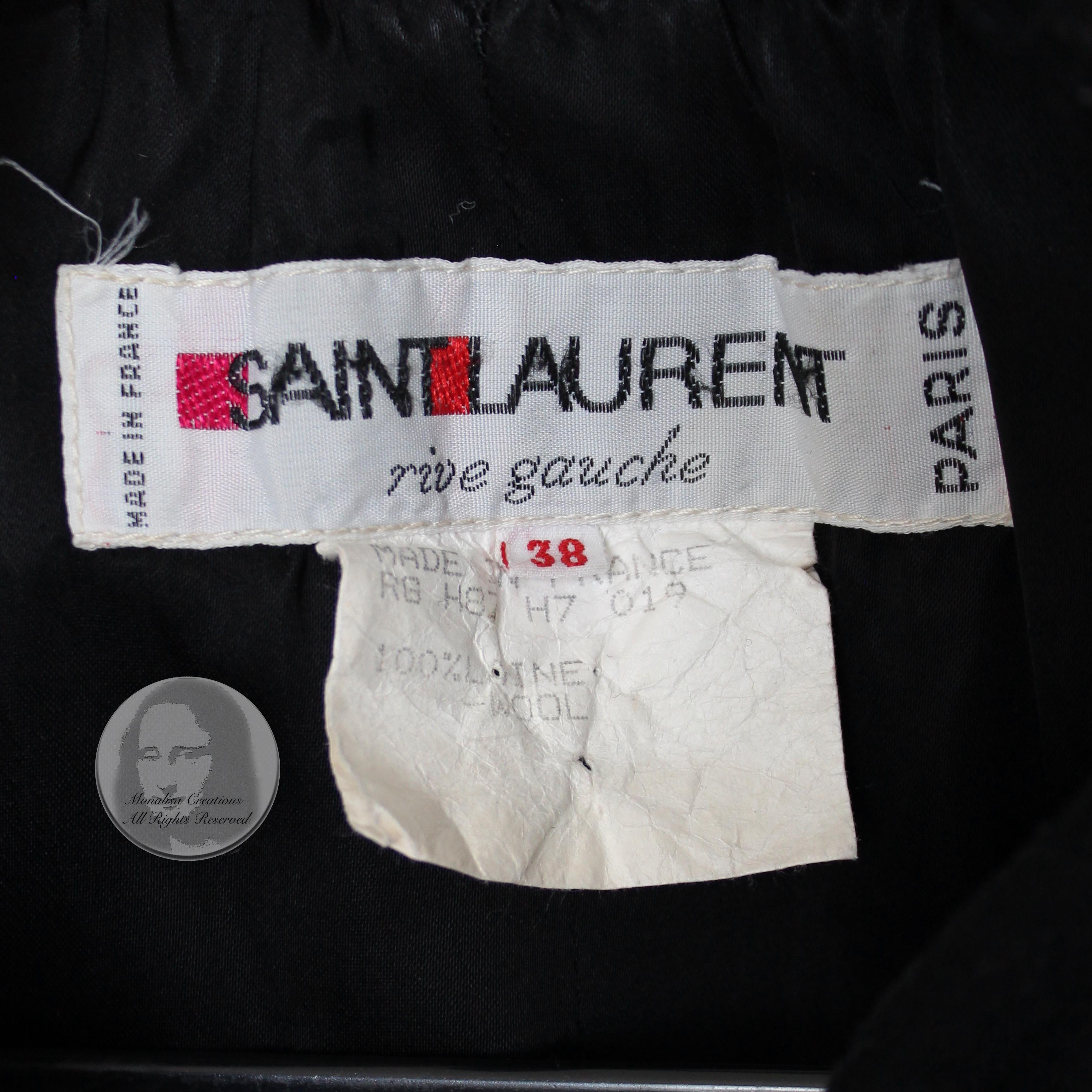 Yves Saint Laurent Long Coat Black Wool YSL Russian Collection Vintage 70s Sz38 For Sale 8