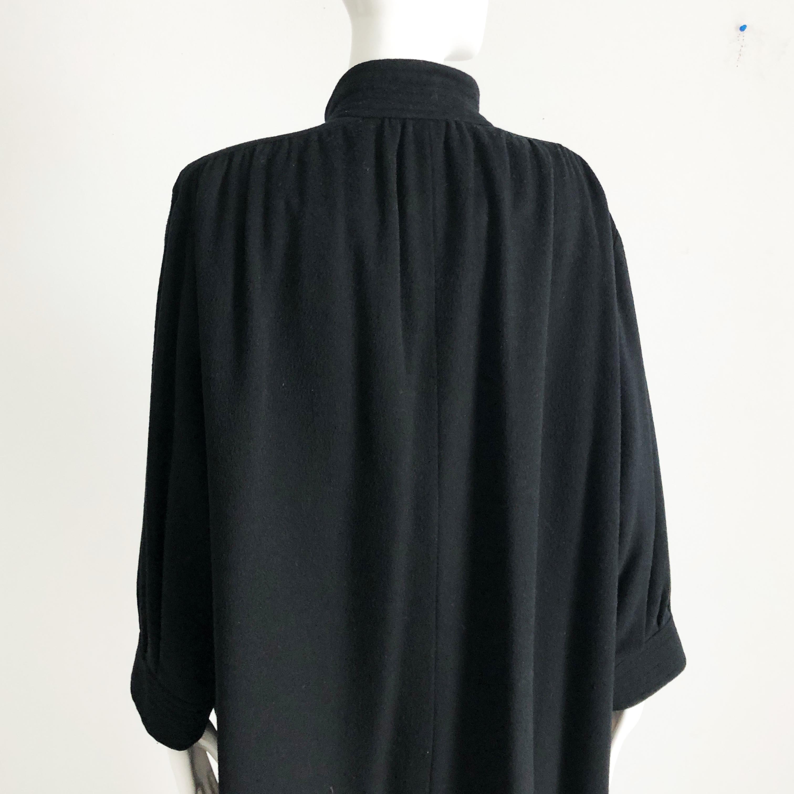 Yves Saint Laurent Long Coat Black Wool YSL Russian Collection Vintage 70s Sz38 7