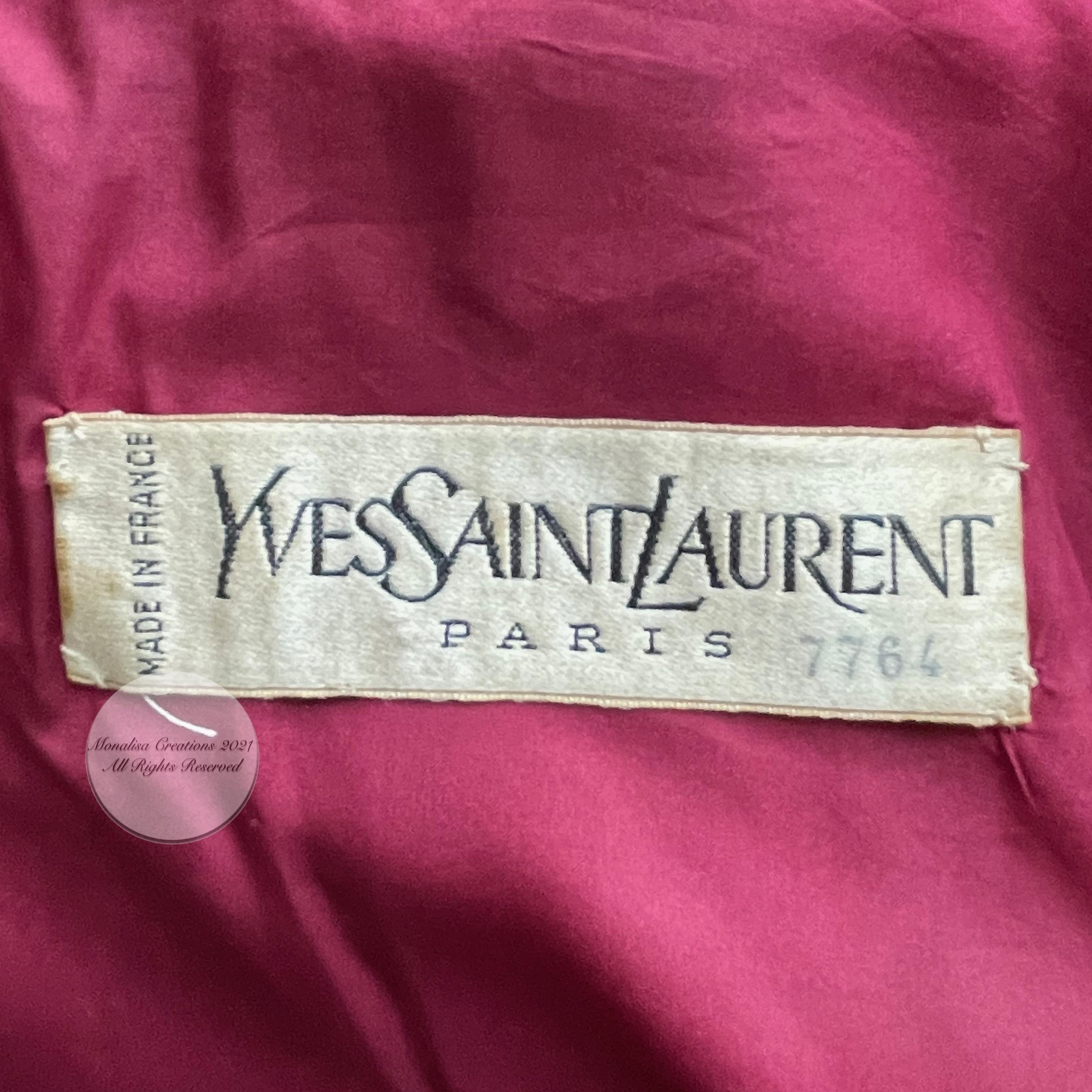 Yves Saint Laurent Long Coat Boucle Knit Cranberry Wool Vintage 60s Numbered  6
