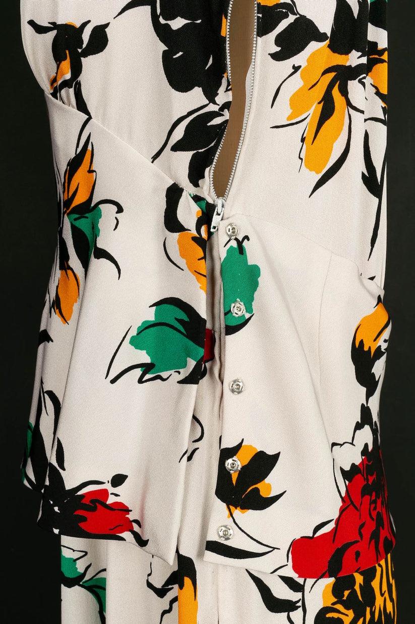 Yves Saint Laurent Long Flower Printed Silk Haute Couture Dress For Sale 2