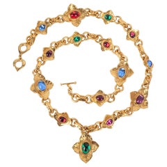 Yves Saint Laurent Collana lunga in metallo dorato