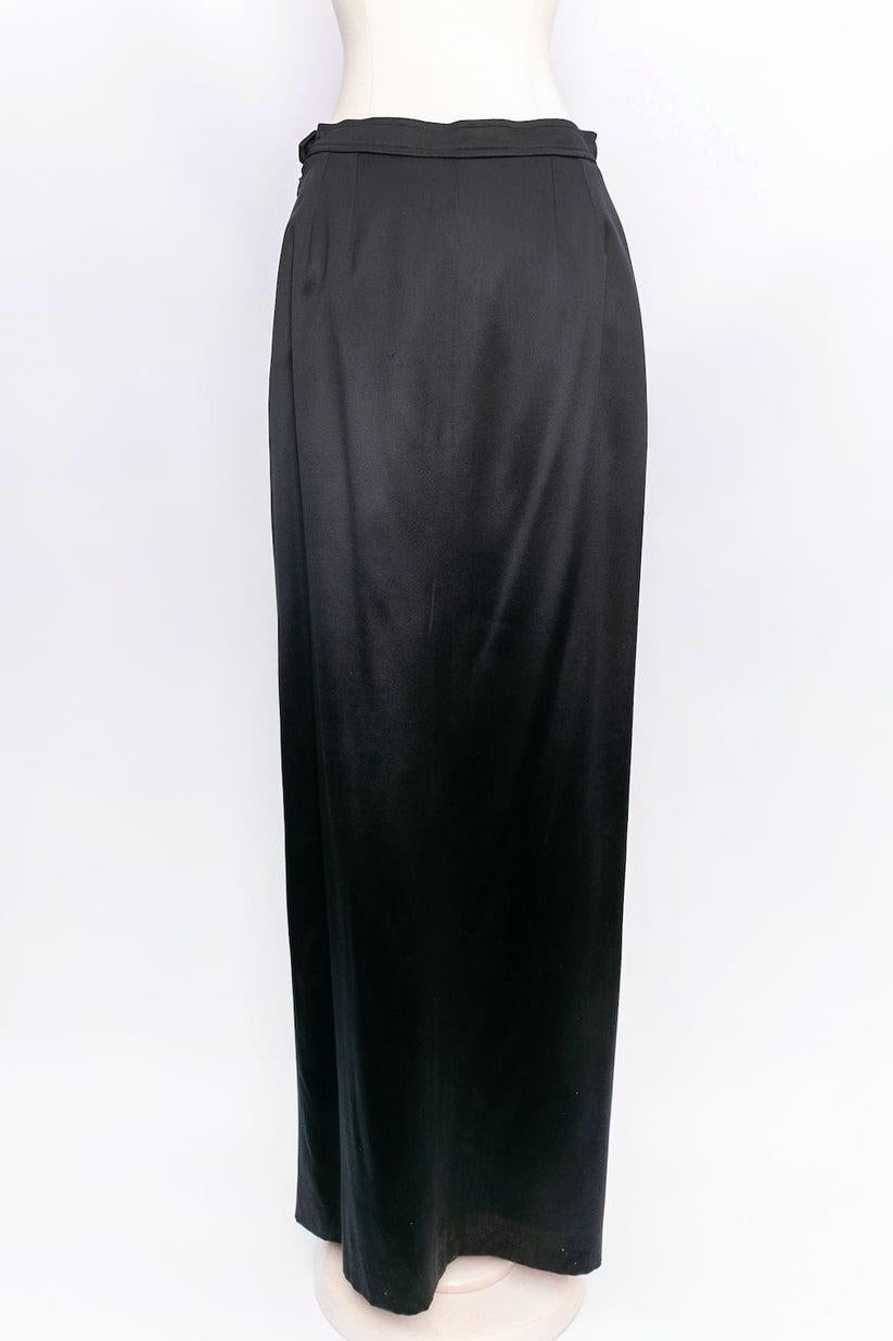 Black Yves Saint Laurent Long Silk Skirt For Sale