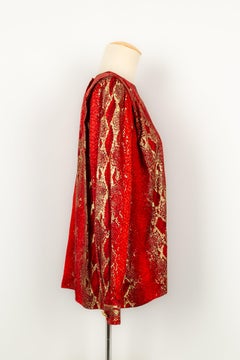 Yves Saint Laurent Long-Sleeved Top Golden Snake-Skin-Style