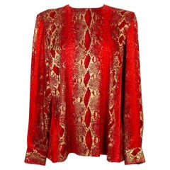 Yves Saint Laurent Long-Sleeved Top Golden Snake-Skin-Style