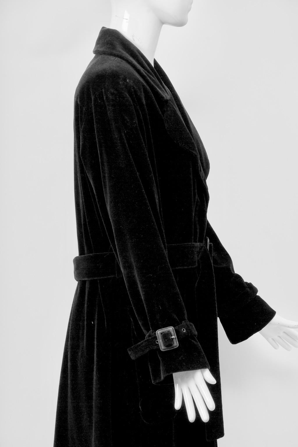 Black Yves Saint Laurent Long Velvet Coat