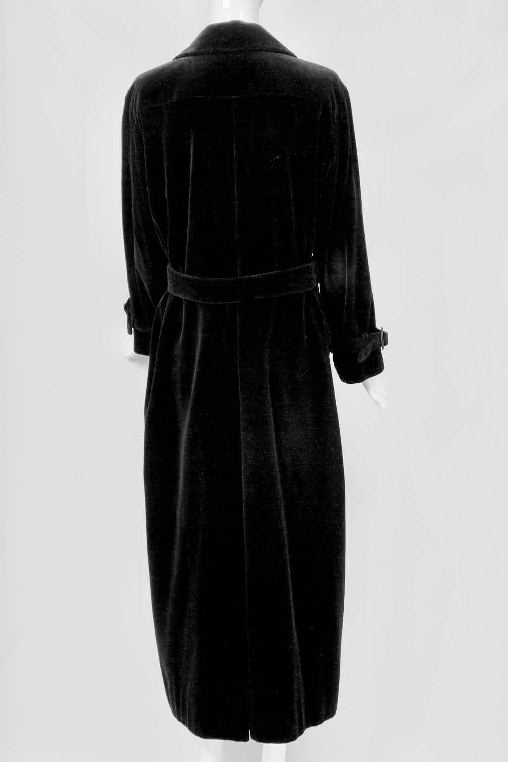Yves Saint Laurent Long Velvet Coat In Good Condition In Alford, MA