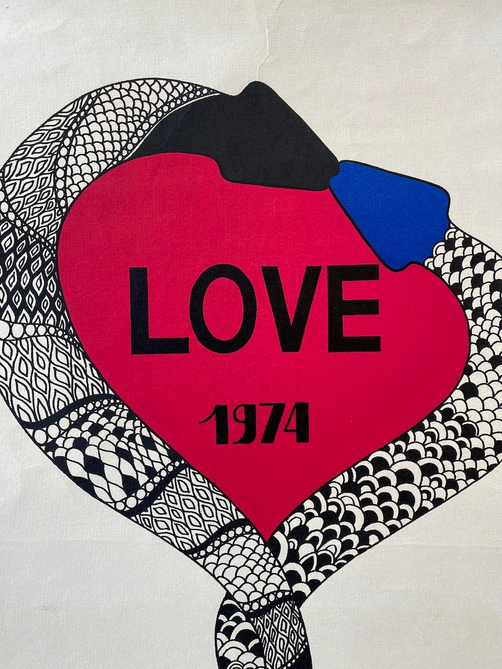 Français Yves Saint Laurent 'LOVE 1974' Affiche originale d'époque