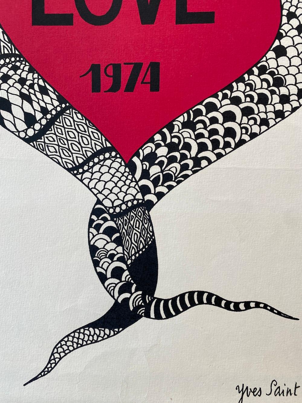 Fin du 20e siècle Yves Saint Laurent 'LOVE 1974' Affiche originale d'époque