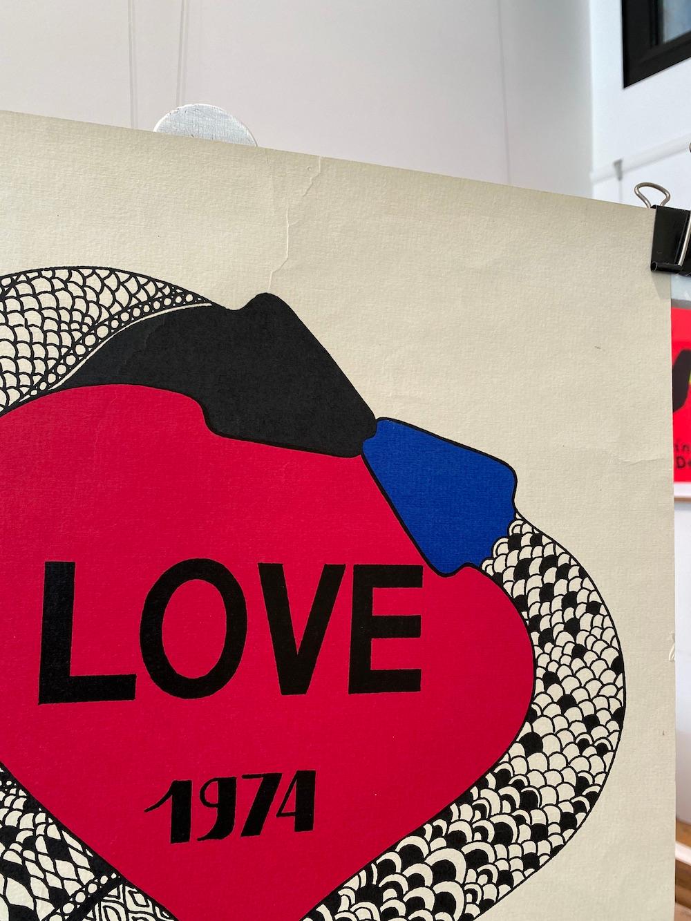 Papier Yves Saint Laurent 'LOVE 1974' Affiche originale d'époque
