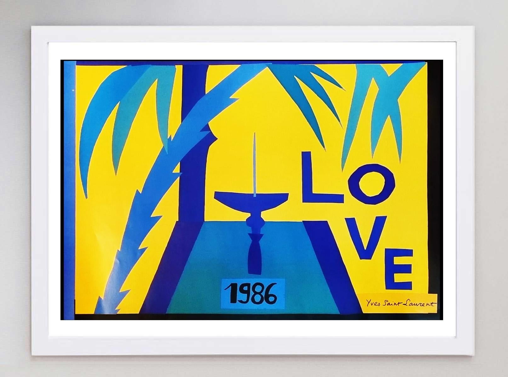 Français Affiche vintage originale Yves Saint Laurent - Love 1986 en vente