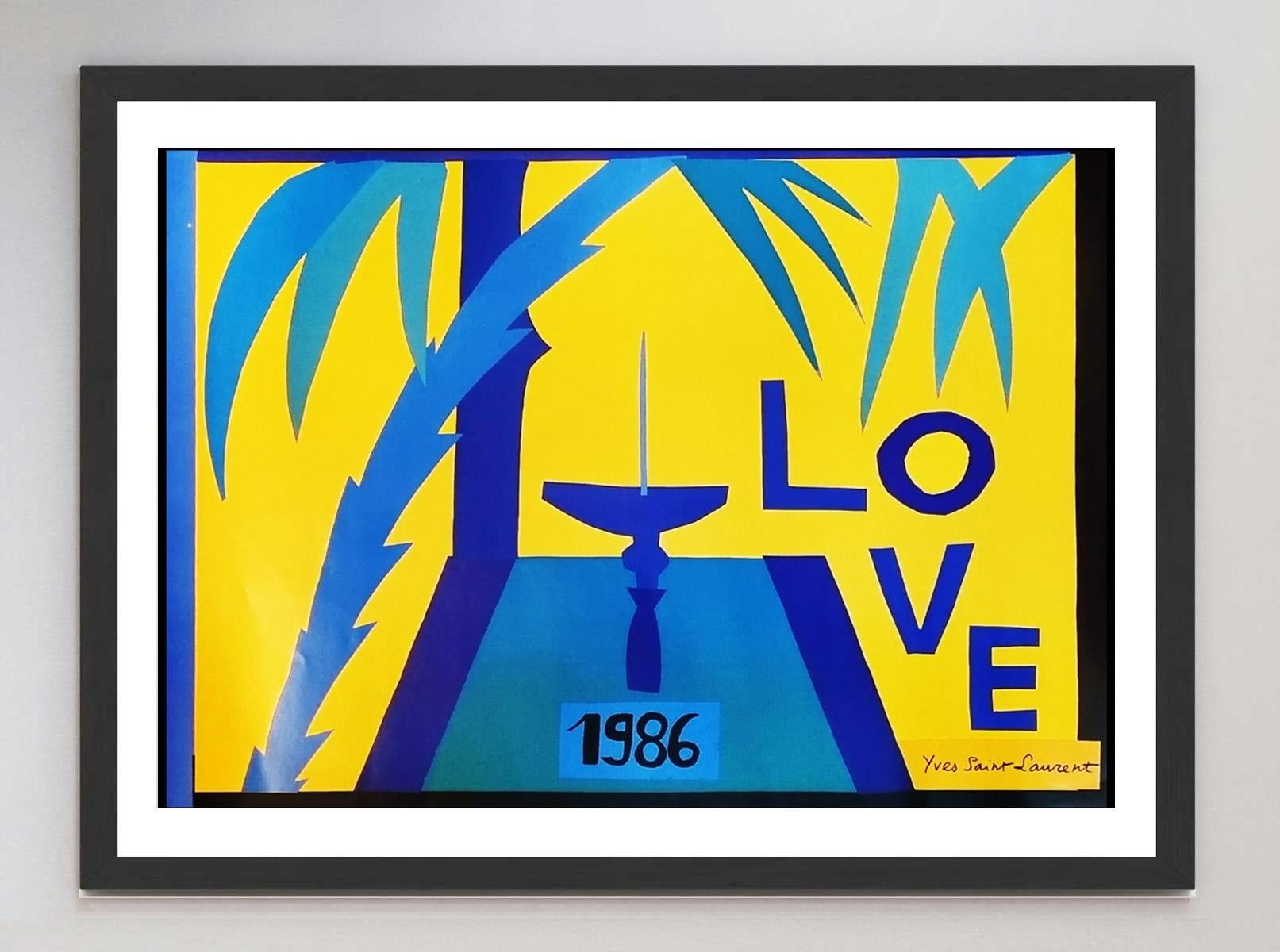 Fin du 20e siècle Affiche vintage originale Yves Saint Laurent - Love 1986 en vente