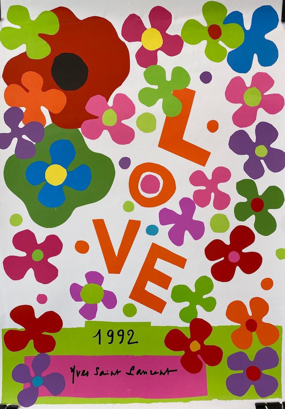 Yves Saint Laurent 'LOVE 1998' Original Vintage Poster  

In 1970, Yves Saint Laurent designed the first in a series of greeting cards in poster form that he would send his friends, collaborators, and clients annually until 2007. Every year, Saint