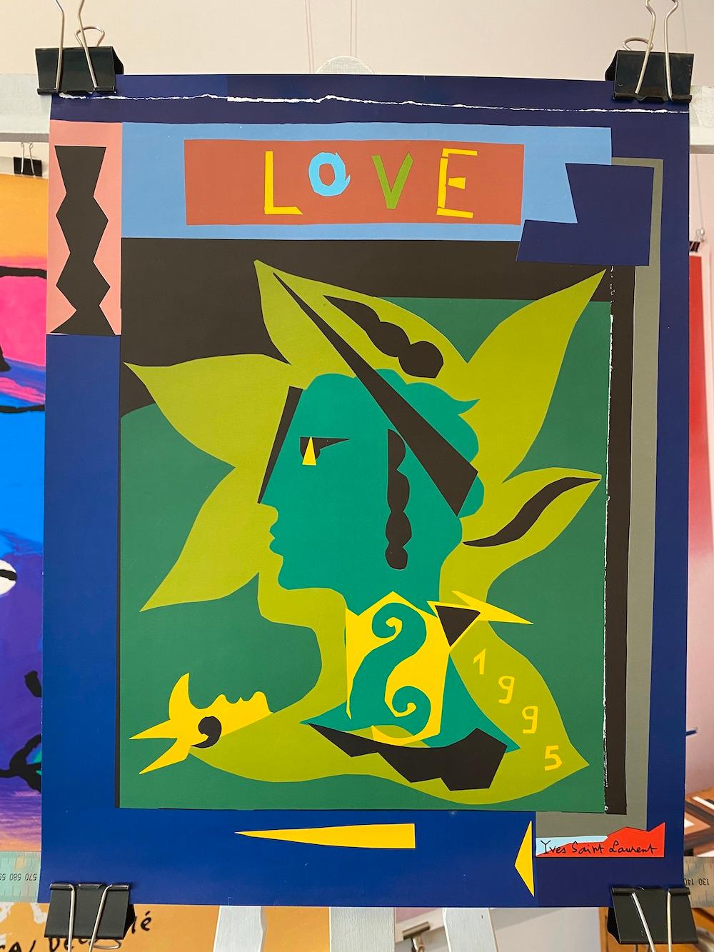 Yves Saint Laurent 'LOVE 1995' Original Vintage Poster  

In 1970, Yves Saint Laurent designed the first in a series of greeting cards in poster form that he would send his friends, collaborators, and clients annually until 2007. Every year, Saint