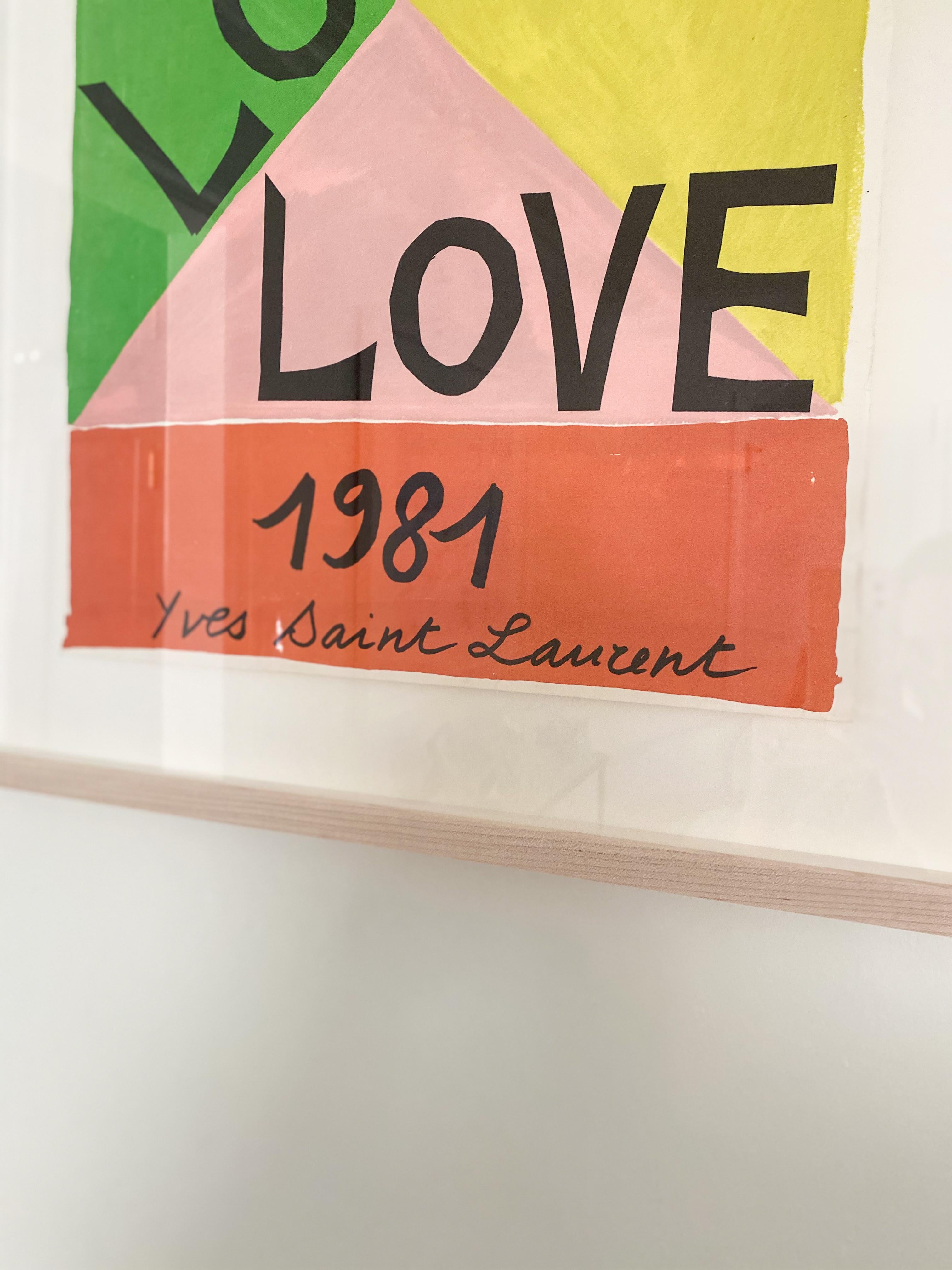Yves Saint Laurent „Love“ Lithografie-Poster:: 1981 (20. Jahrhundert)