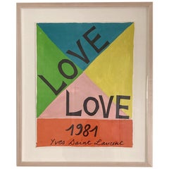 Vintage Yves Saint Laurent "Love" Lithograph Poster, 1981